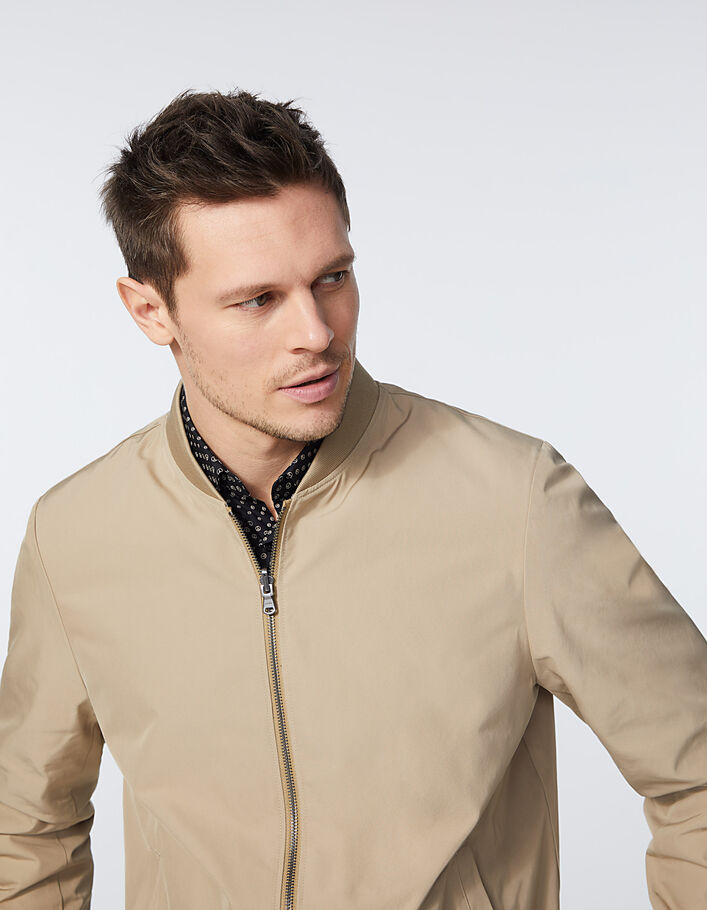 Men’s beige and Prince of Wales reversible bomber jacket