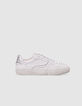 Baskets blanches cuir décor clous lacets silver Femme-1