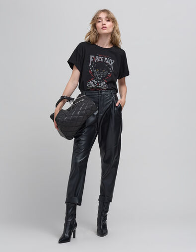 Pantalón de mujer 7/8 rock negro zanahoria - IKKS