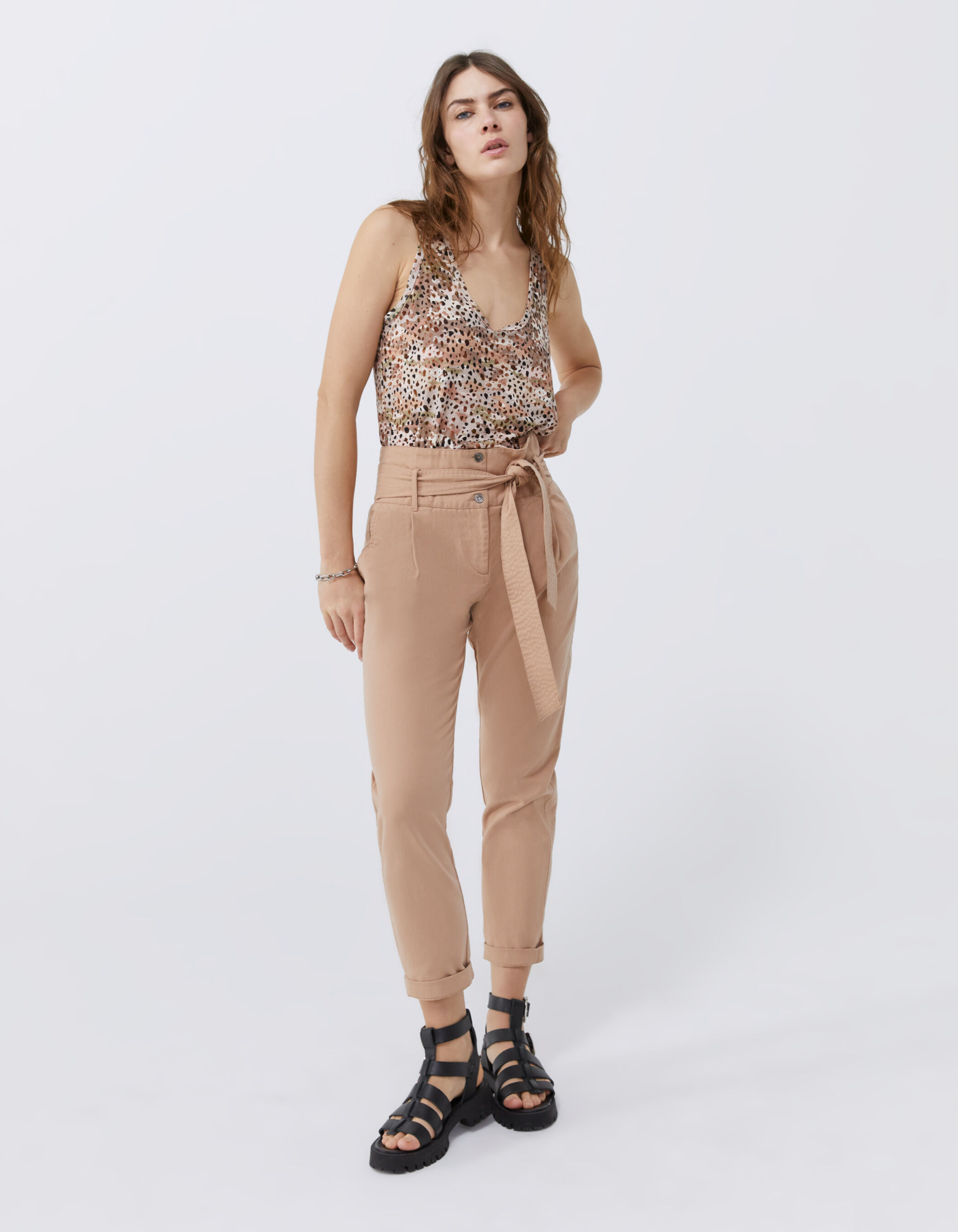Women s Desert belted high waist cigarette trousers