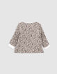 Baby girls’ dark khaki floral print blouse-3