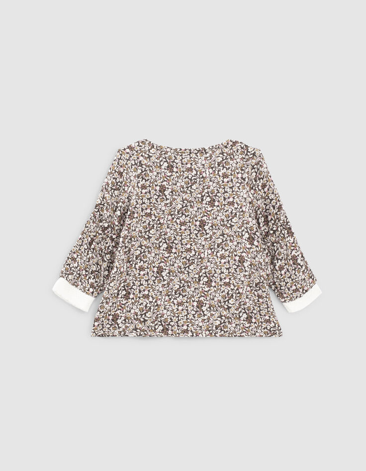 Baby girls’ dark khaki floral print blouse-3