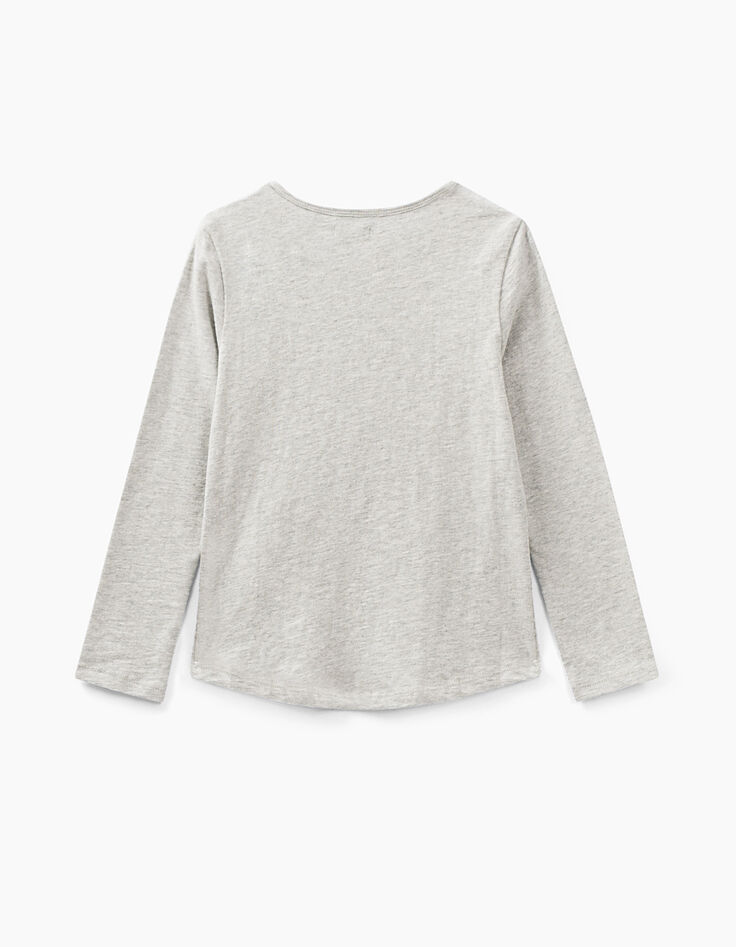Girls’ grey marl IKKS Think Wild embroidery&patch T-shirt-3