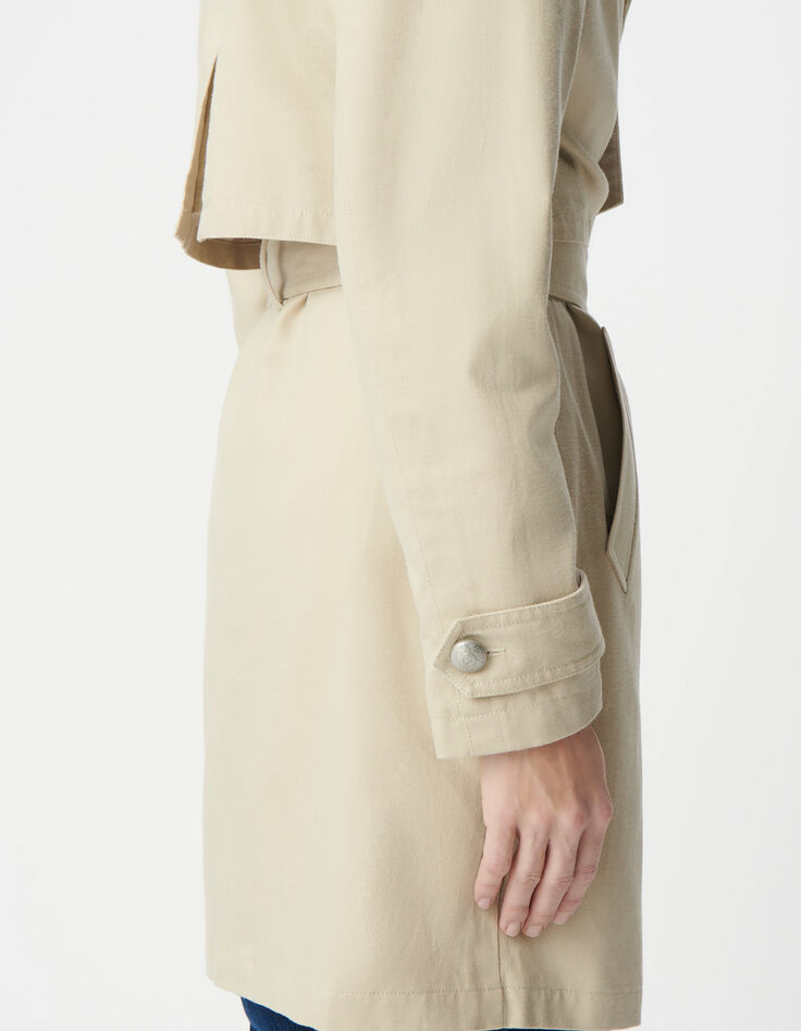 Beiger 2-in-1-Trenchcoat für Damen mit abnehmbarer Jacke-8