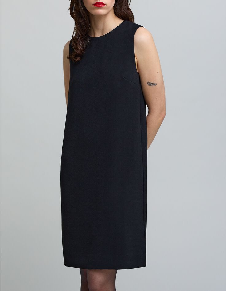 Vestido casulla de mujer negro con espalda joya-3 Vestido casulla de mujer negro con espalda joya-3
