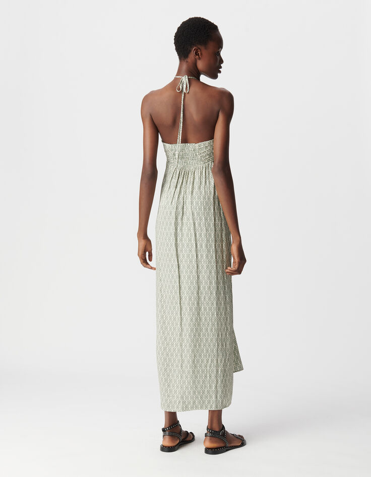Robe longue verte LENZING™ ECOVERO™ ethnique Femme-3