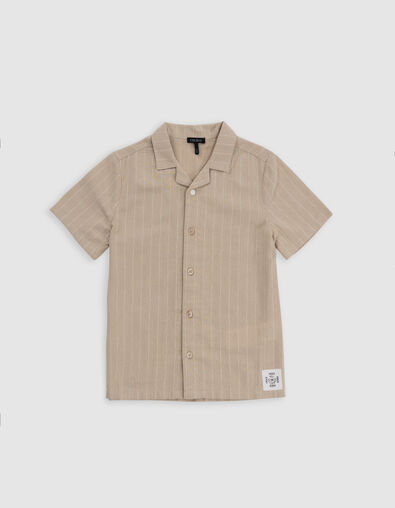 Beige organic cotton shirt with stripes for boy - IKKS
