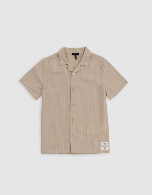 Beige overhemd biokatoen streepmotieven jongens - IKKS