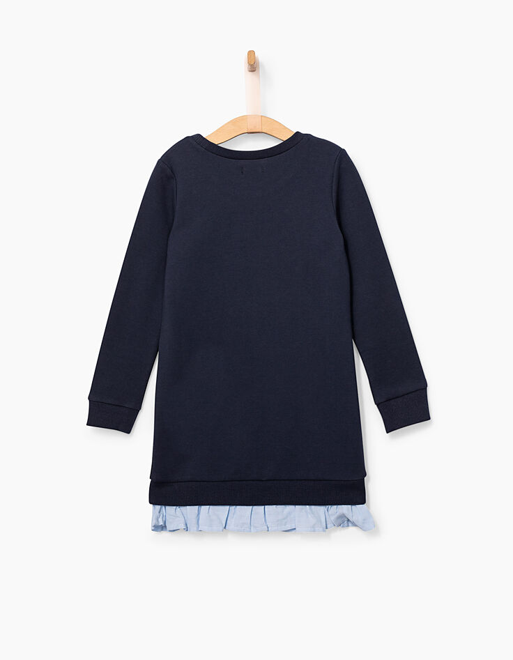 Girls' navy dress with trompe-l'œil effect-4