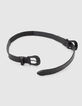 Cinturón cuero negro hebilla doble western mujer-5