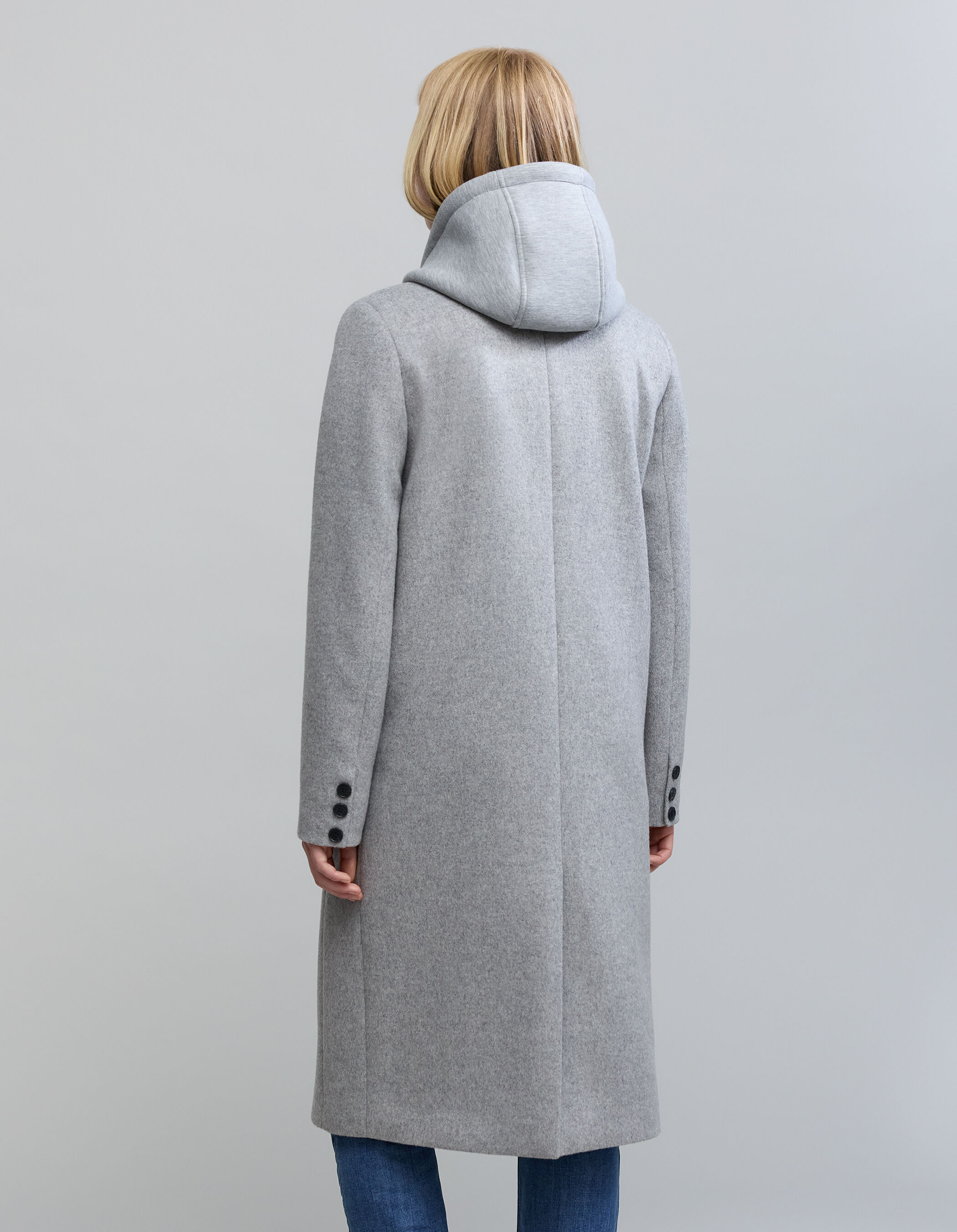 Women s long grey coat with removable lining IKKS