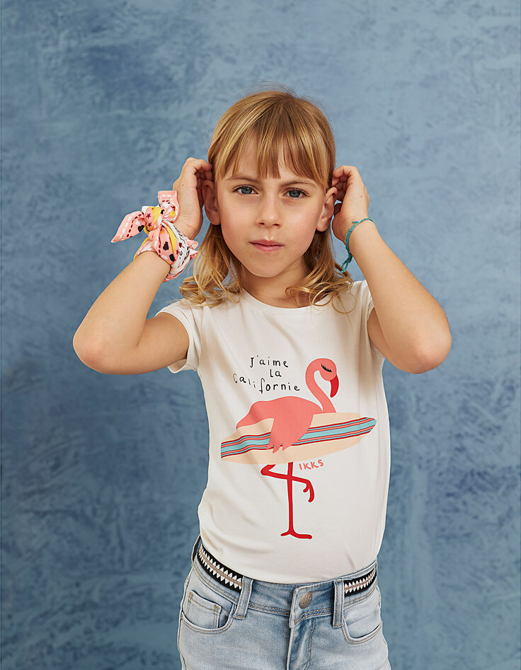Girls' off-white flamingo-surfer T-shirt-1