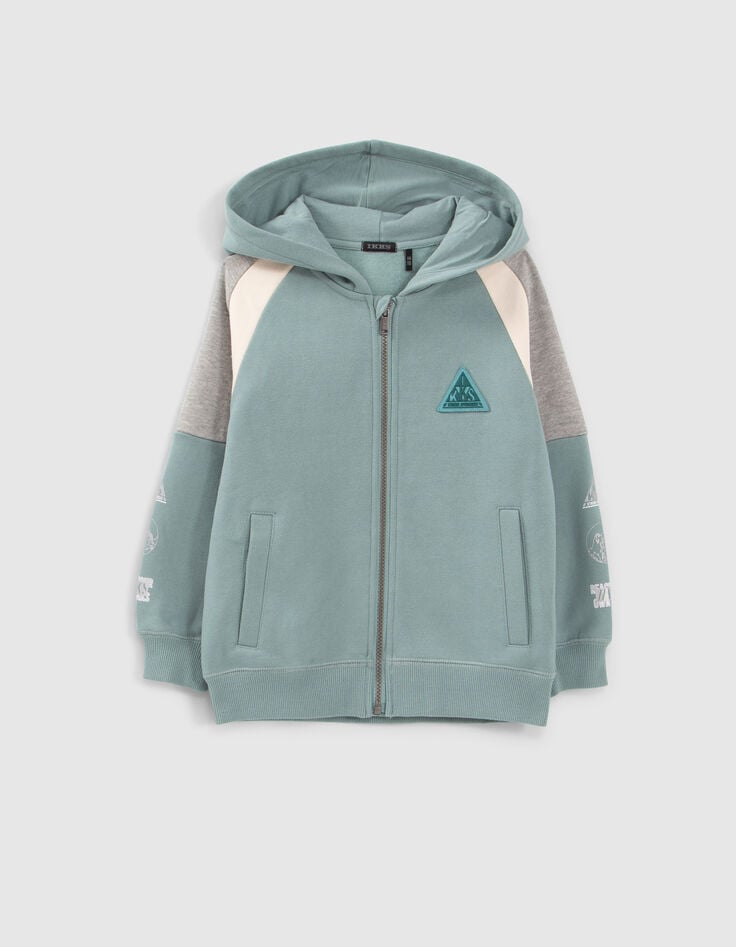 Boys’ green cardigan with reflective details-1