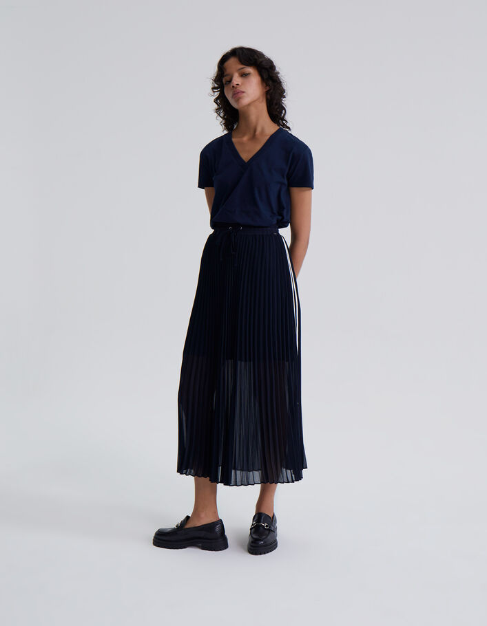 Falda larga plisada bandas sport mujer-1