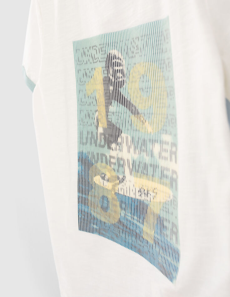 Boys’ white T-shirt with surfer under rubber stripes-5
