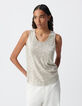 Top argenté brodé sequins Femme-2