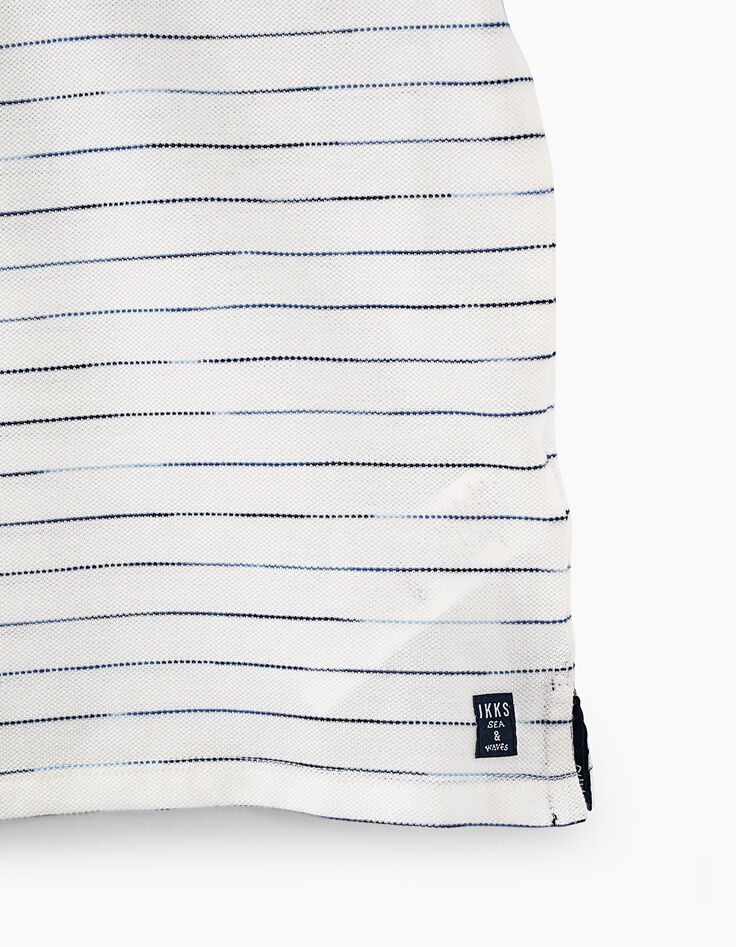 Polo blanco roto con rayas azules niño -6