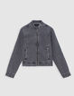 Graue Jeansjacke mit Rei&szlig;verschluss f&uuml;r Damen-6