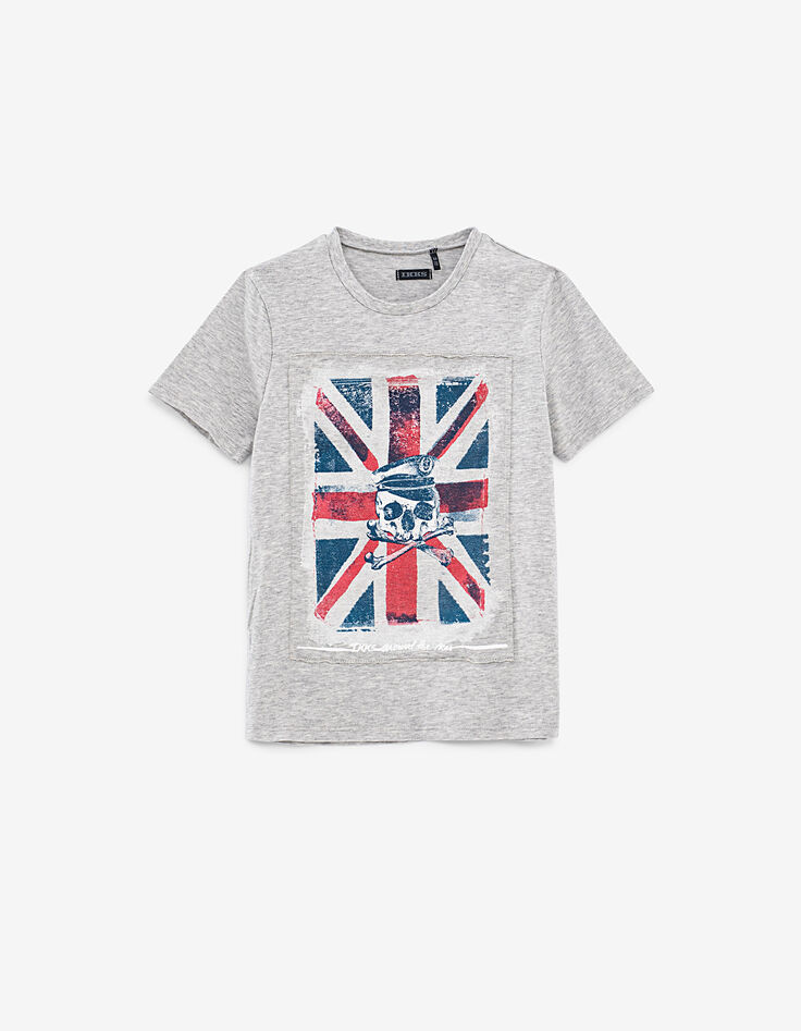 Camiseta gris jaspeado medio con bandera niño -3 Camiseta gris jaspeado medio con bandera niño -3