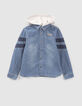Chemise en jean bleu bio capuche amovible gar&ccedil;on-1