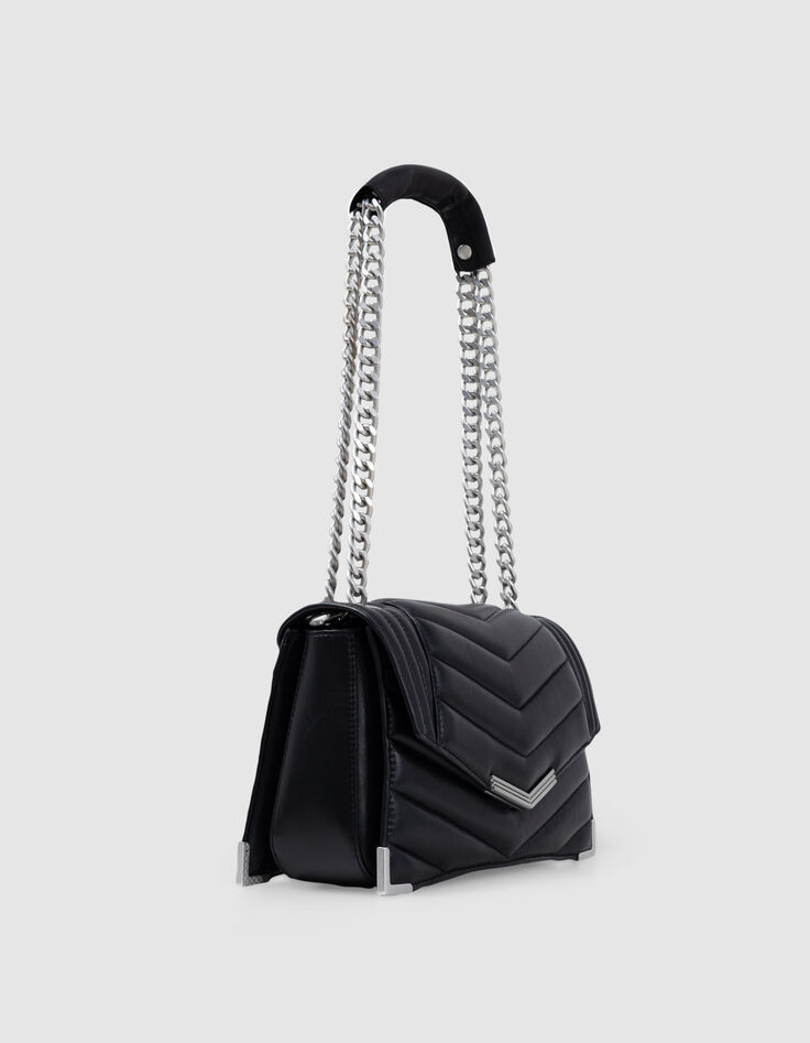 Tasche THE 1- schwarz, Leder, Steppnähte Größe M-5