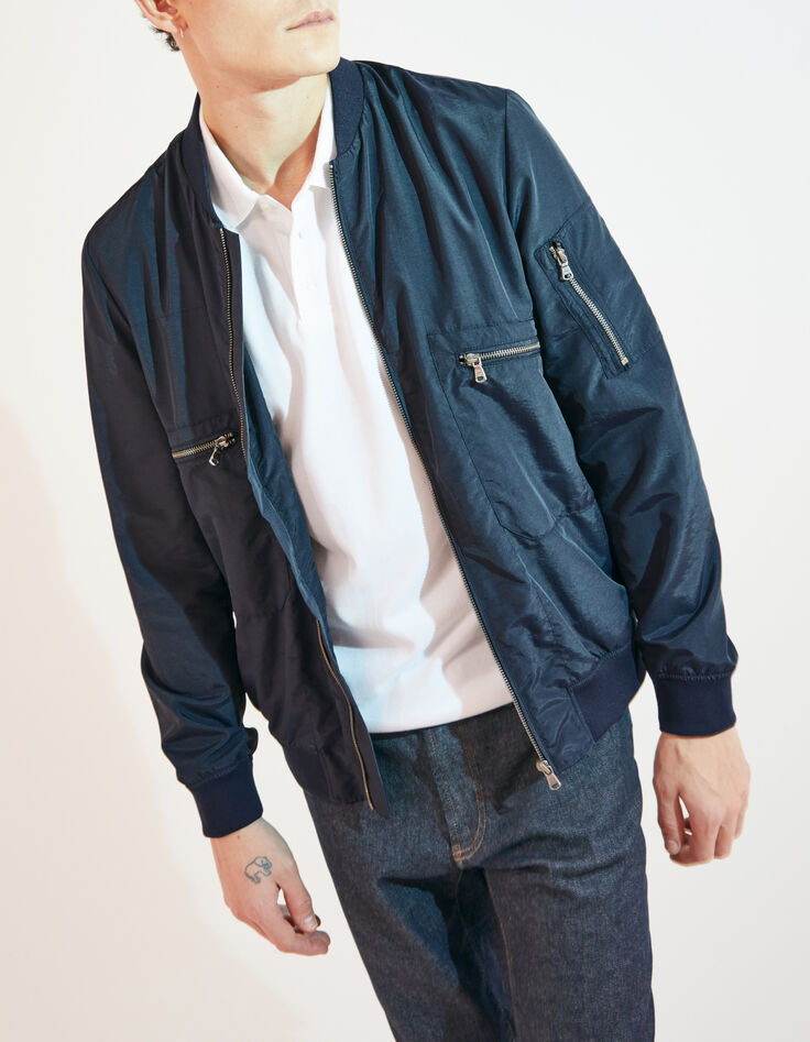 Men’s navy nylon bomber jacket-6
