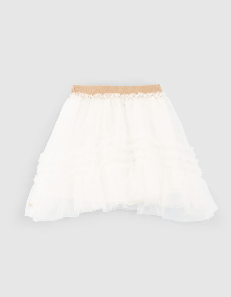 Girls’ off-white tulle skirt with gold waistband-1