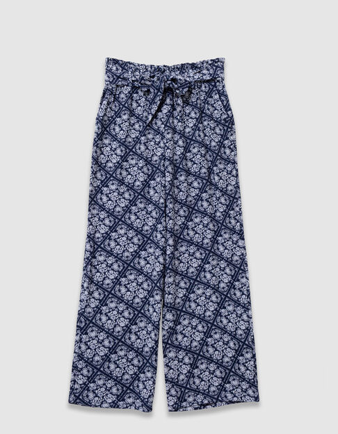 Pantal&oacute;n para ni&ntilde;a con estampado floral Fluid navy - IKKS