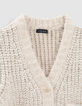 Cremewei&szlig;e M&auml;dchenstrickjacke mit Lurex-Verzierung-3