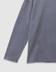 Blauw T-shirt lange mouwen biokatoen tricot zak jongens-8