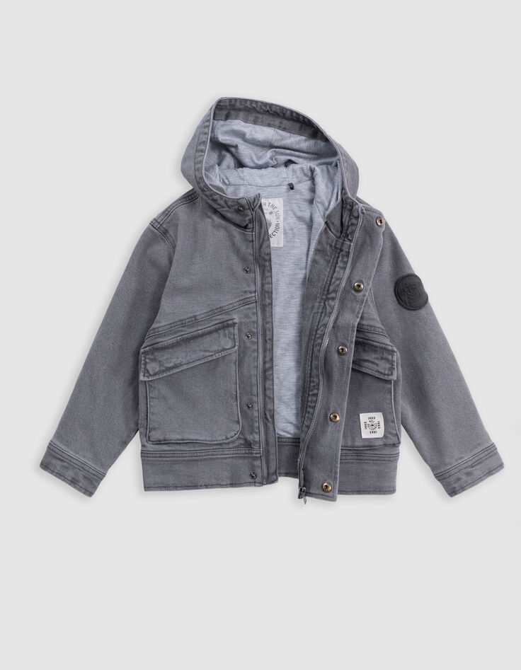 Blouson en jean gris à capuche garçon-9