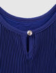 Camiseta de tirantes azul fluida plisada niña-6
