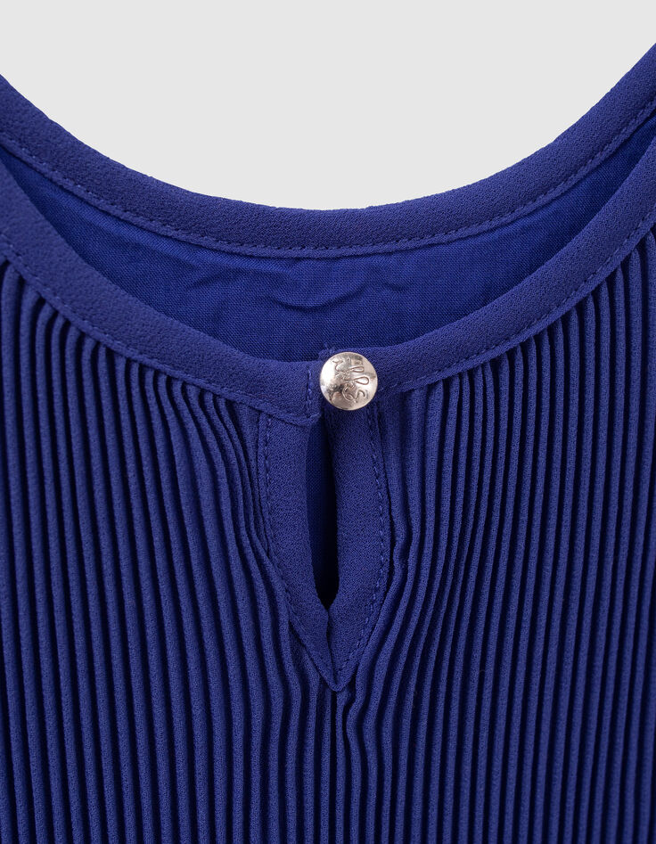 Camiseta de tirantes azul fluida plisada niña-6