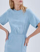 Women’s blue decorative graphic motif jacquard dress-4