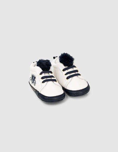 Baby girls' off-white trainers with navy pompoms  - IKKS