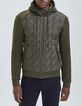 Men's khaki mixed-fabric quilted light padded jacket-2