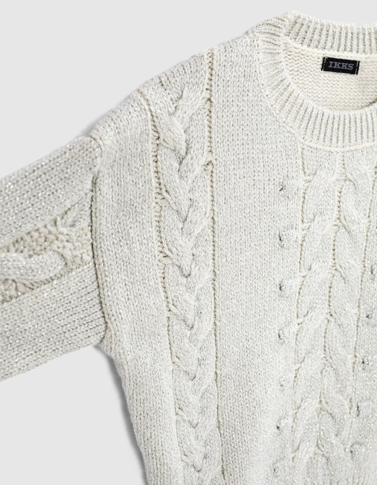 Silberfarbener M&auml;dchentwiststrickpullover-6