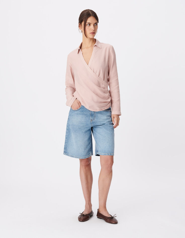 Blusa envolvente de Lyocell&reg; rosa para mujer-2