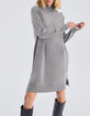 Robe grise tricot boutons gravés sur l'épaule Femme-2
