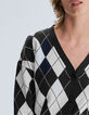 Gebreid vest grijs en ecru Argyle-motief Dames-4