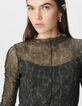 Kaki T-shirt mesh luipaardprint Dames-4
