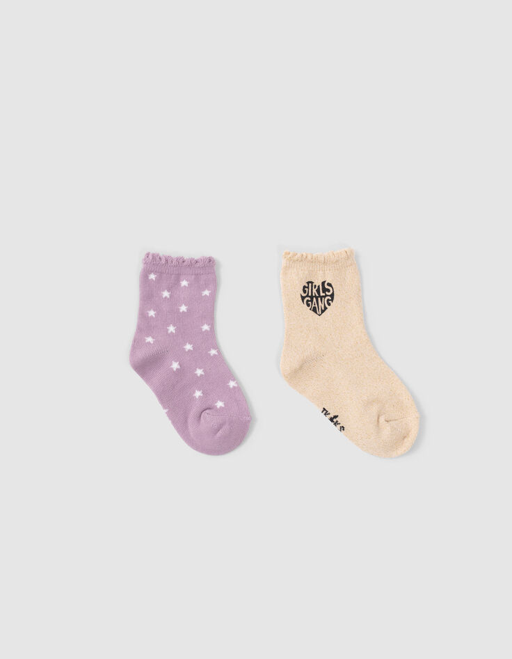Chaussettes dorées et parmes bébé fille-1