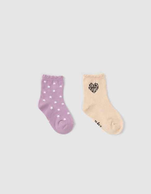Baby girls’ gold/violet socks