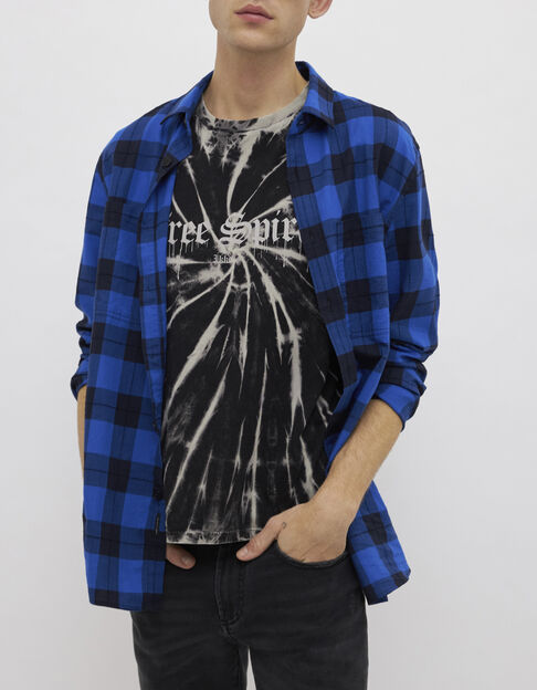 Camisa REGULAR azul eléctrico damero Hombre