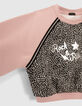 Sweat rose et imprim&eacute; graphique fille-5