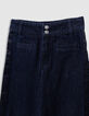 Jean large bleu larges bandes côtés fille-2