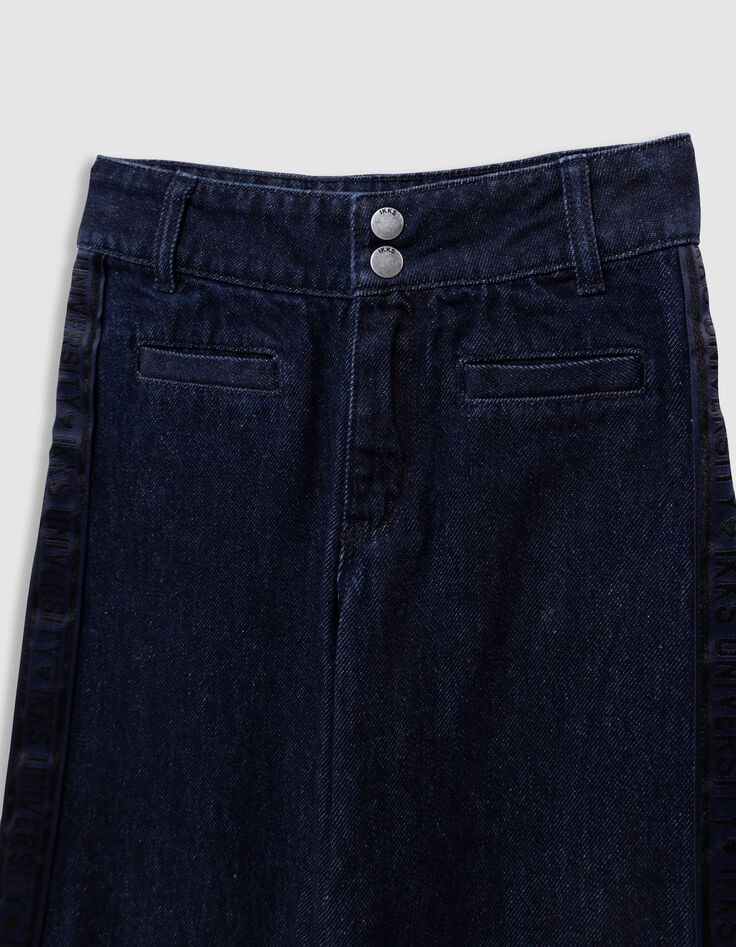 Jean large bleu larges bandes côtés fille-2 Jean large bleu larges bandes côtés fille-2