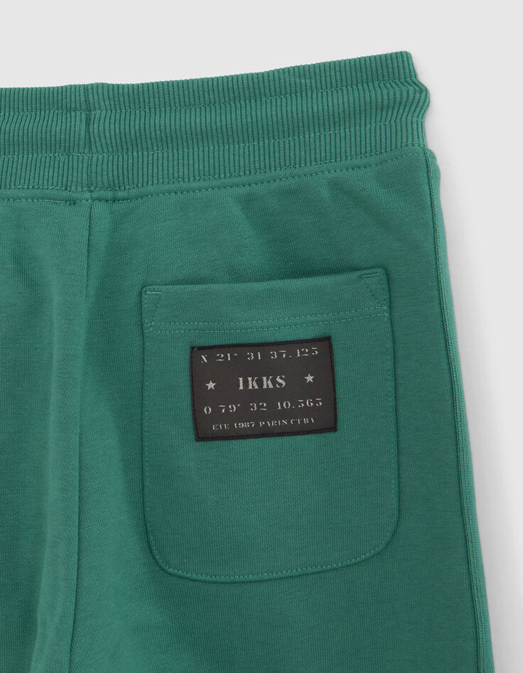 Boys' green joggers with striped braid down side-6