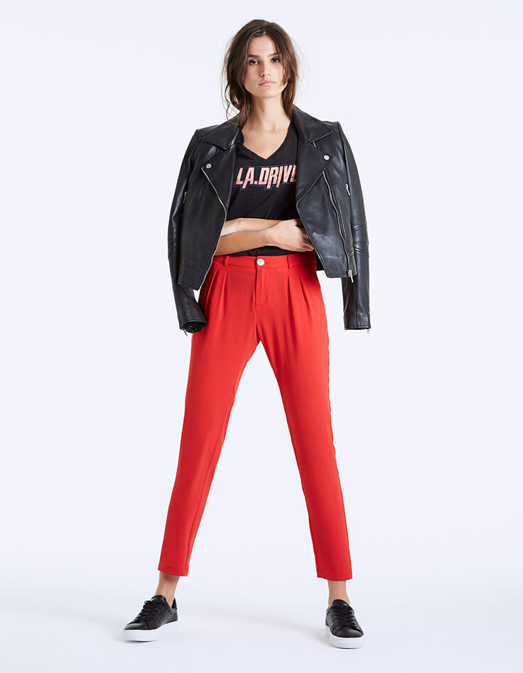 Tee-shirt col V coton noir visuel LA Drive femme-6 Tee-shirt col V coton noir visuel LA Drive femme-6