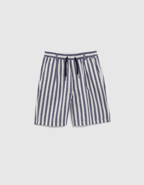 Marineblau-Ecru gestreifte Jungen-Bermudas - IKKS